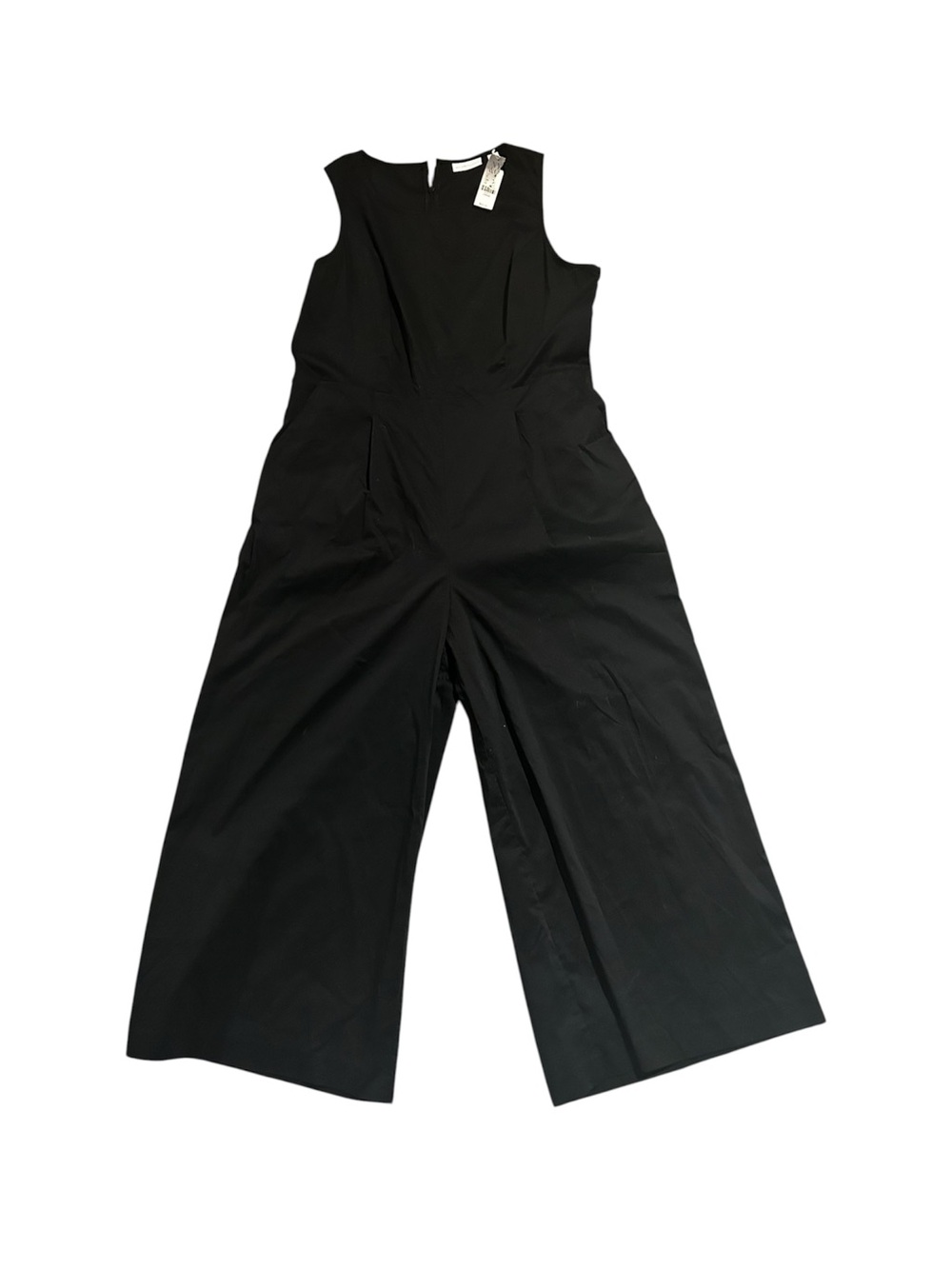 New York & Company Stretch Jumpsuit L Black Waist Sleeveless Wide Leg NWT